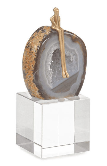 AGATE PHILOSOPHER SCULPTURE ON CRYSTAL BASE, LARGE - Luxury Furniture Mercato Interiors